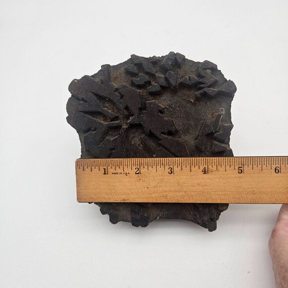 Antique Hand Carved Wood Abstract Pattern Textile Fabric Stamp Block - Picture 7 of 8